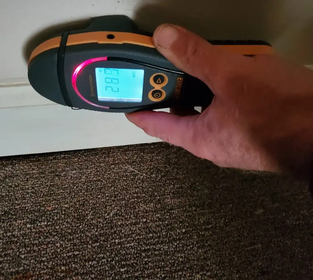 Moisture detection at baseboard during Sewage Cleanup & Sanitation in Centerville